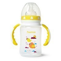 Фото Пляшка для годування Fissman з ручками і широкою шийкою 240 мл жовта 6893